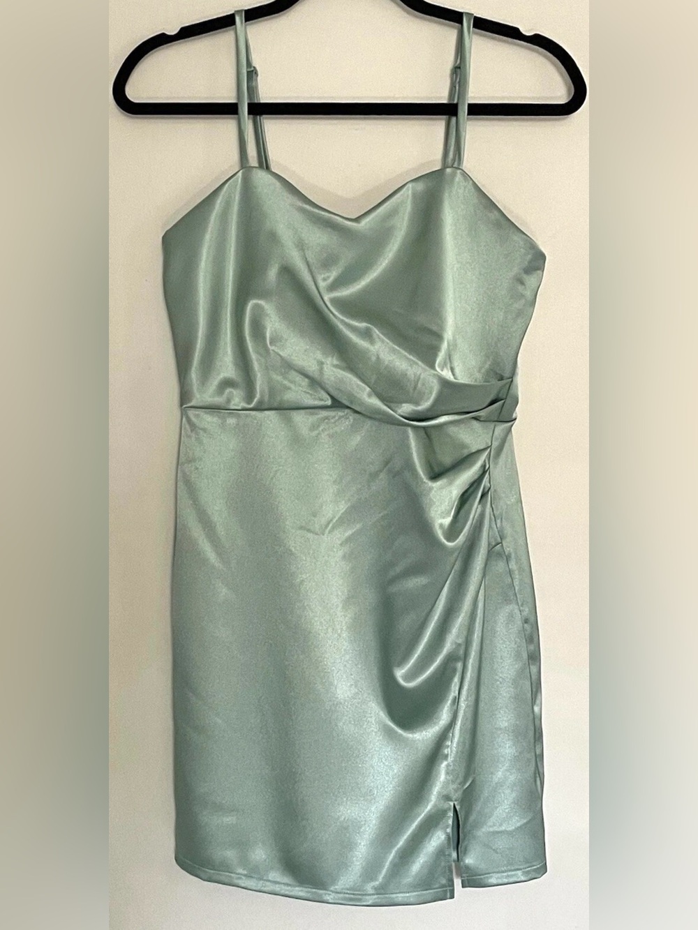 Xtraordinary Slip Dress With Draped Waist in Sage Green